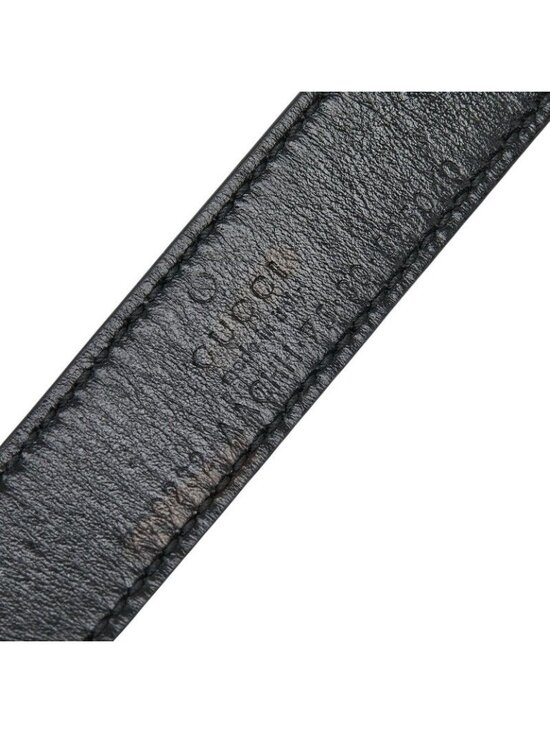 Gucci Double Buckle Slim Belt Black Gold Leather Plated main image 5